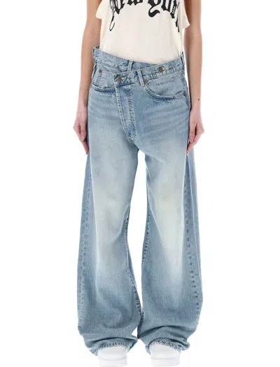 R13 Crop Wide Leg Jeans Veiled Blue