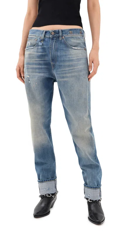 R13 Cuffed Bf Jeans Hackney Blue