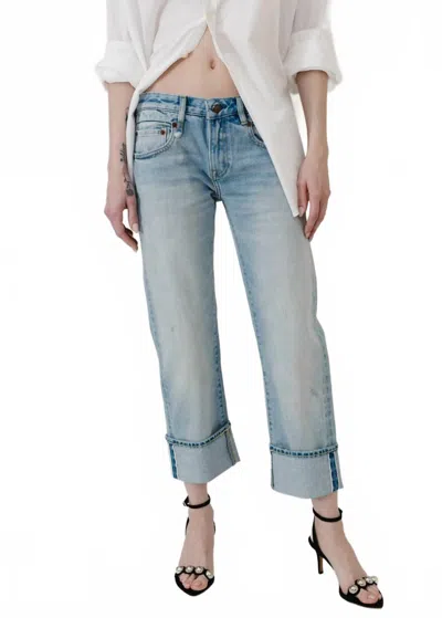 R13 Cuffed Boy Straight Jean In Elroy Selvedge Blue