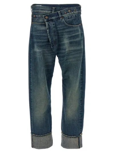 R13 Cuffed Crossover Jeans In Blue