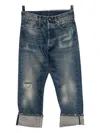 R13 Cuffed Drop Jeans In Blue