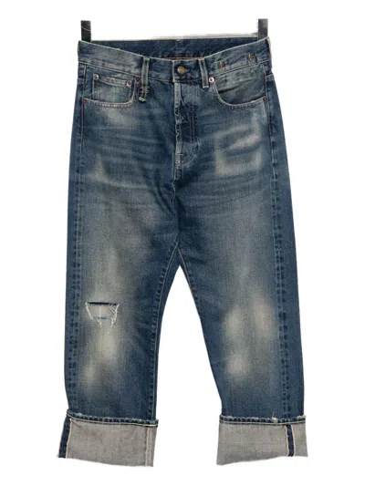 R13 Cuffed Drop Jeans In Blue