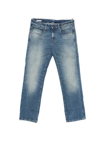 R13 Cuffed Straight Jeans In Blue