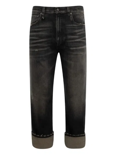 R13 Black Cuffed X-boyfriend Jeans In Abbey Black