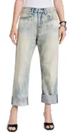 R13 Cuffed Boyfriend Jeans In Vintage Ash Blue