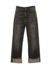 R13 Cuffed Ex-boyfriend Jeans In Black