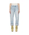 R13 Blue Cuffed X-boyfriend Jeans In Blue