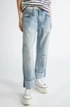 R13 Cuffed X-boyfriend Jeans In Elroy Selvedge Blue