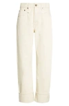 R13 Cuffed X-boyfriend Jeans Bone White Selvedge In Neutral