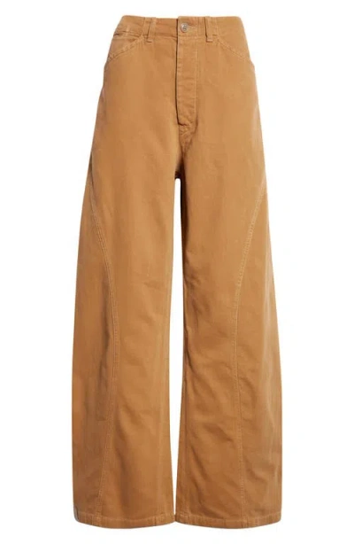 R13 Curved Seam Wide Leg Pants In Brown