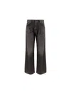 R13 Damon Pleated High Waist Wide Leg Jeans In Black