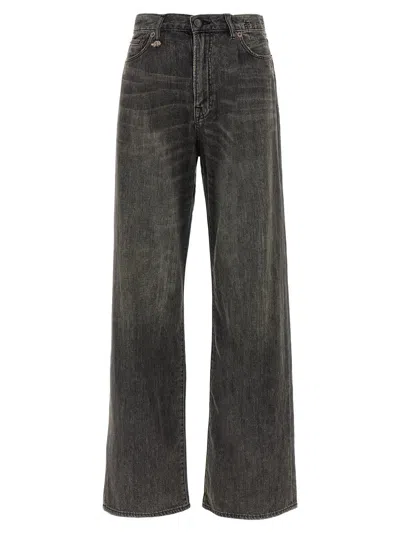 R13 Black Damon Pleated Wide Leg Jeans