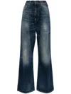 R13 Damon Pleated Wide Leg Jean In Weber Linen Indigo In Blue