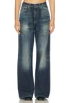 R13 Damon Pleated Wide Leg Jean In Weber Linen Indigo In Ansel Blue