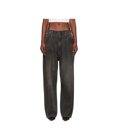 R13 Damon Pleated Denim Trousers In Black