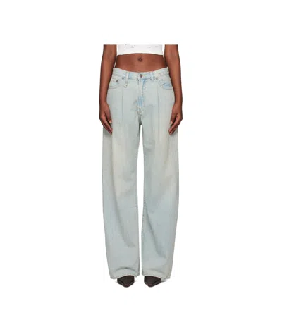 R13 Damon Pleated Denim Trousers In Gray