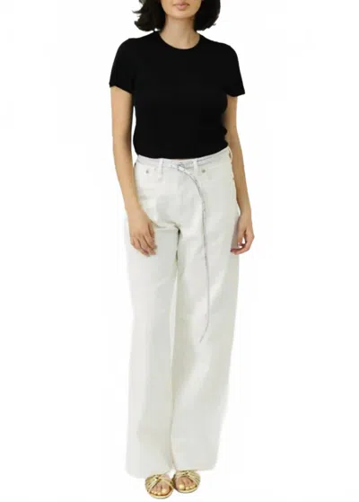 R13 Damon Pleated Jean In White Slubby Twill In Multi