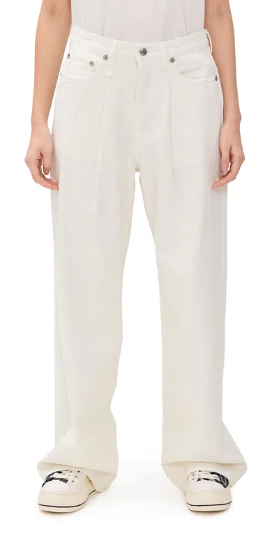 R13 DAMON PLEATED JEANS WHITE SLUBBY TWILL