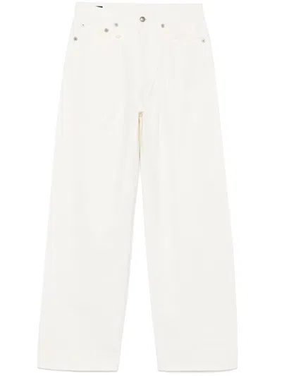 R13 Damon Pleated Straight-leg Jeans In White