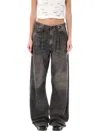 R13 Damon Pleated Wide Leg Jean In Ellery Black In Black