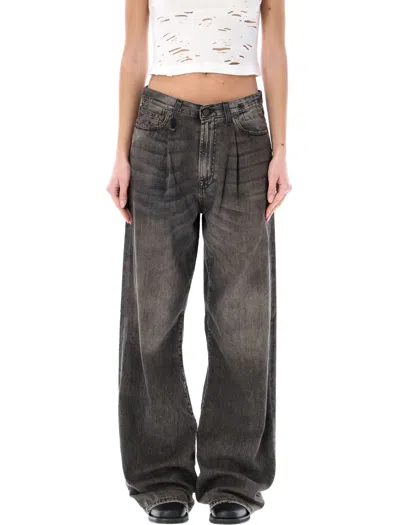 R13 DAMON PLEATED WIDE LEG JEAN