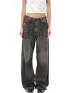 R13 Damon Pleated Wide Leg Jean In Ellery Black