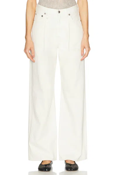 R13 Damon Pleated Wide Leg In White