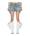 R13 Blue Loose D'arcy Multi Pocket Denim Shorts In Blue