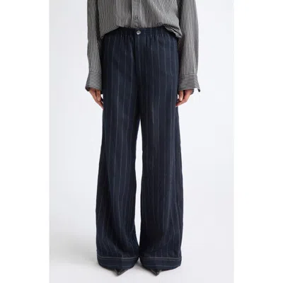 R13 Darcy Stripe Wool Trousers In Black