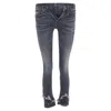 R13 Dark Mid Rise Destroy Shredded Hem Skinny Jeans In Grey