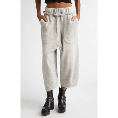 R13 Deconstructed Drop Crotch Crop Sweatpants In Heather Grey W/oatmeal