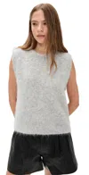 R13 Deep Armhole Vest Light Heather Grey In White
