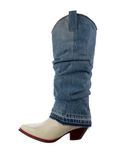 Pre-owned R13 Denim Colorblock Pattern Western Boots