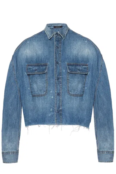 R13 R13 DENIM JACKET WITH TEARS T-SHIRT