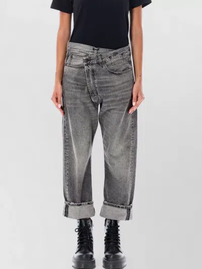 R13 Denim Relaxed-fit Cropped Crossover Jeans In Gray