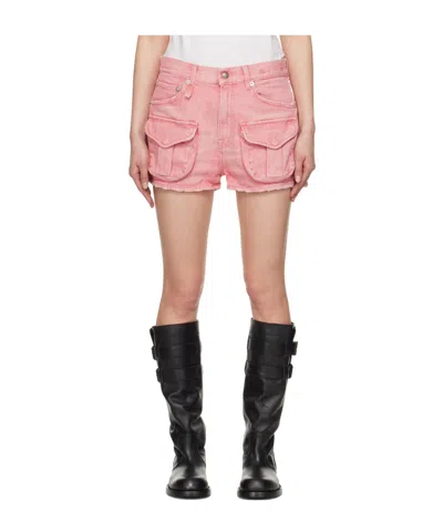 R13 Denim Shorts With Multiple Pockets In Pink