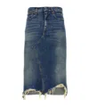 R13 Jesse Distressed Denim Midi Skirt In Blue