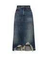 R13 Jesse Distressed Denim Midi Skirt In Blue