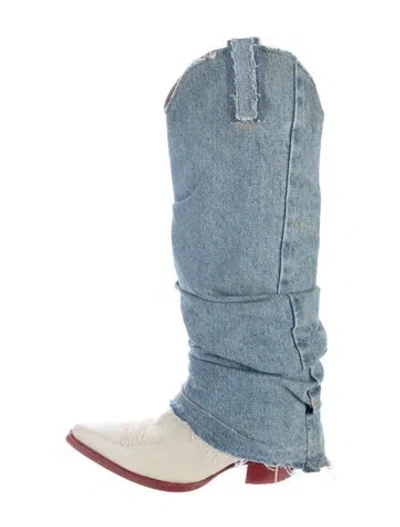 Pre-owned R13 Denim Western Boots In Blue/neutrals