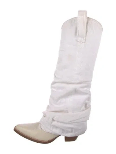 Pre-owned R13 Denim Western Boots In White
