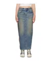 R13 Indigo Devon Side Slit Denim Maxi Skirt In Multicolor
