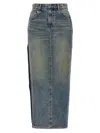 R13 Devon Side Slit Skirts Blue In Blue