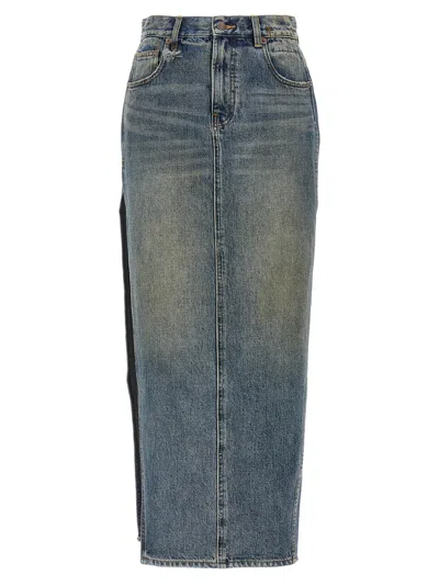 R13 DEVON SIDE SLIT SKIRT
