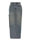 R13 Devon Side Slit Skirts Blue In Blue
