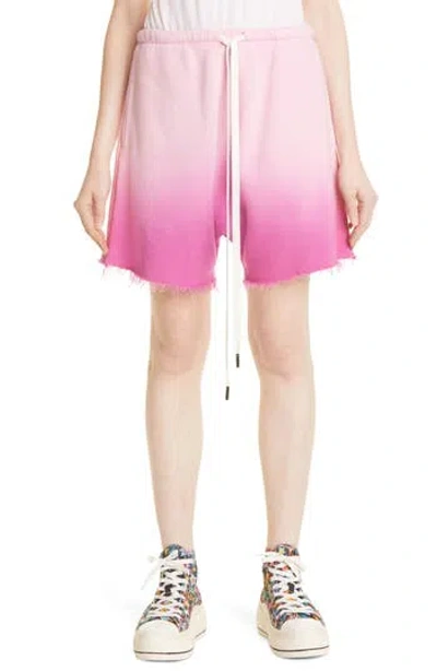 R13 Dip Dye Raw Hem Sweat Shorts In Faded Pink