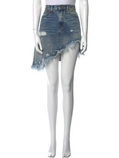 Pre-owned R13 Distressed Accents Knee-length Skirt In Blue
