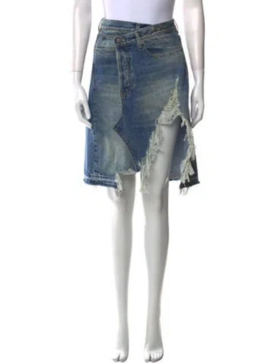 Pre-owned R13 Distressed Accents Knee-length Skirt In Blue