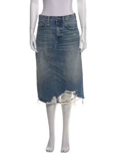 Pre-owned R13 Distressed Accents Knee-length Skirt In Blue