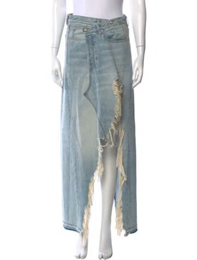 Pre-owned R13 Distressed Accents Long Skirt In Blue