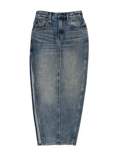 Pre-owned R13 Distressed Accents Midi Length Skirt In Blue